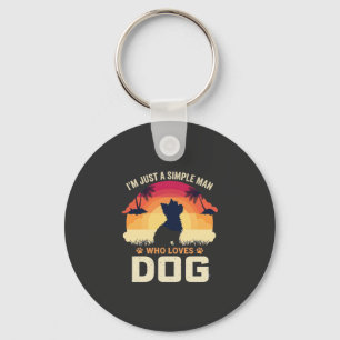 Llavero Hombre Simple Que Ama Silueta De Perro Atardecer P