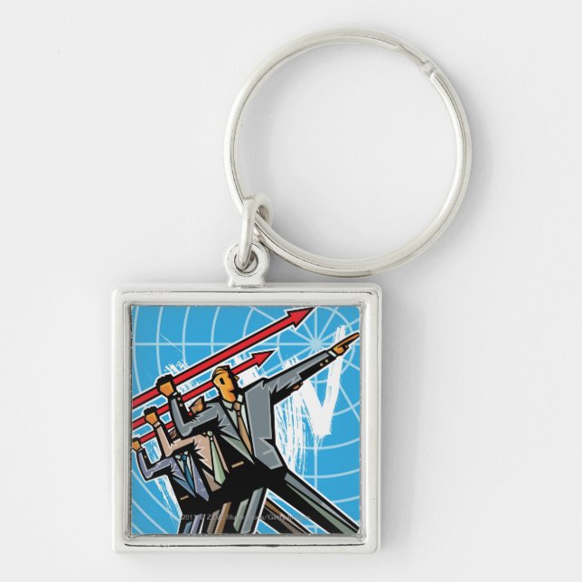 Llavero Hombres de negocios que lanzan la muestra de la (Frente)