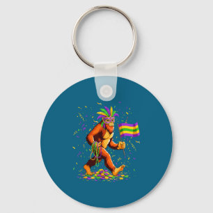 Llavero Hombres Divertidos Mardi Gras Bigfoot Sasquatch Ma