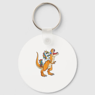 Llavero Hombres Mujeres Unicornio Montando T rex Dinosauri