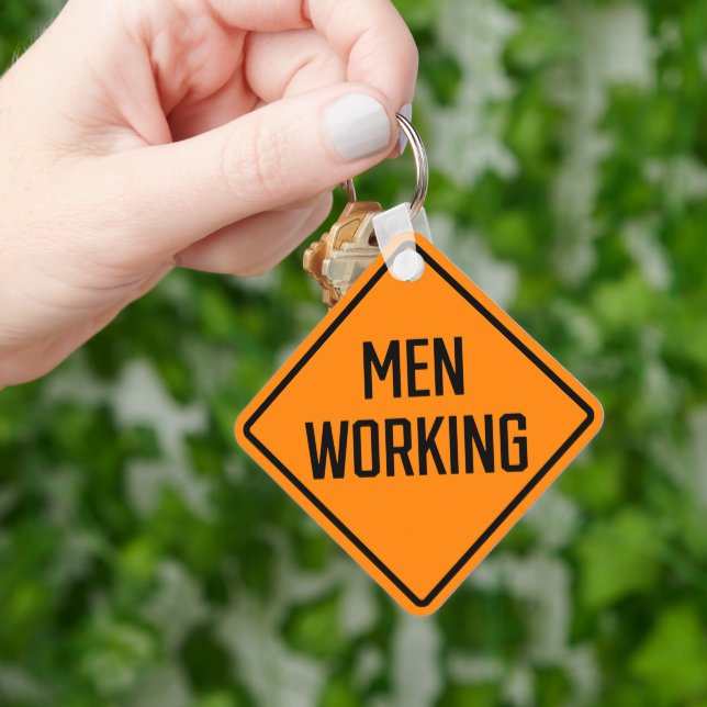 Llavero Hombres Trabajando con la tecla cuadrada Metalizad (Mano)