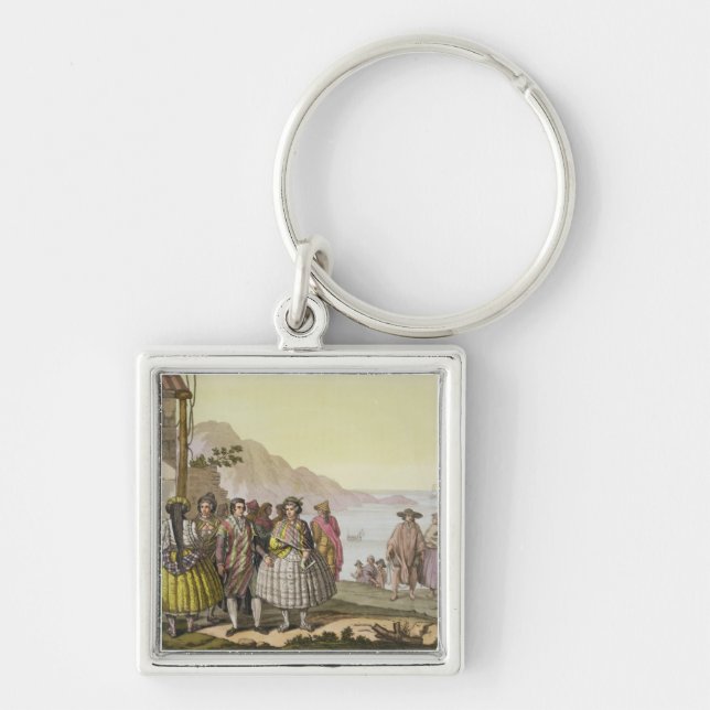 Llavero Hombres y mujeres en el traje elaborado, Chile, de (Frente)