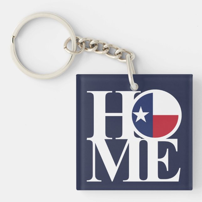 Llavero HOME Texas Lone Star Keychain Small Square BLUE (Frente)