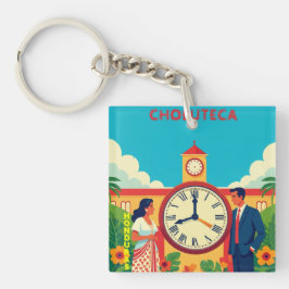 Llavero  Honduras CHOLUTECA RELOJ Retro poster