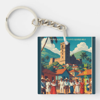 Llavero  Honduras Fortaleza de Santabarbara Retro poster