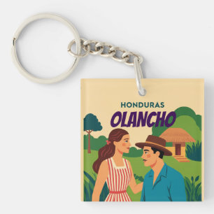 Llavero  Honduras OLANCHO Retro poster