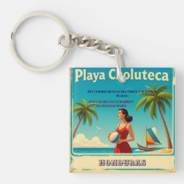 Llavero  Honduras PLAYAS CHOLUTECA Retro poster