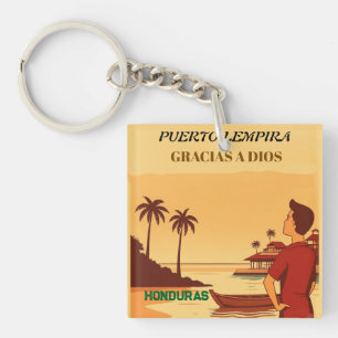 Llavero  Honduras Puerto Lempira Retro poster