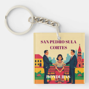 Llavero  Honduras SAN PEDRO SULA Retro poster