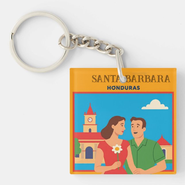 Llavero  Honduras Santa Barbara Retro poster (Frente)