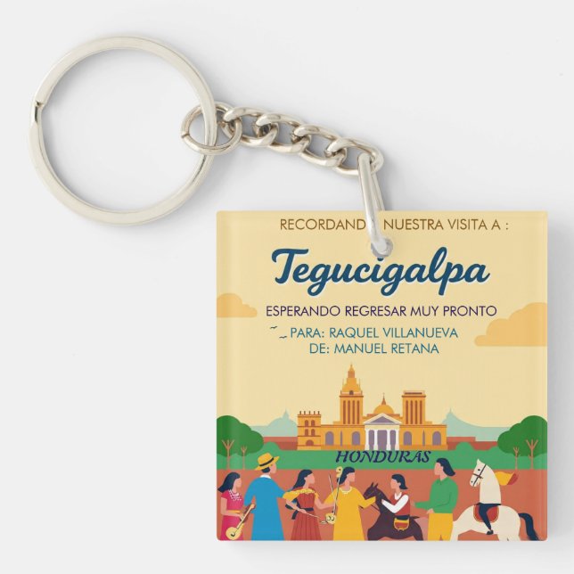 Llavero  Honduras TEGUCIGALPA DC Retro poster (Frente)