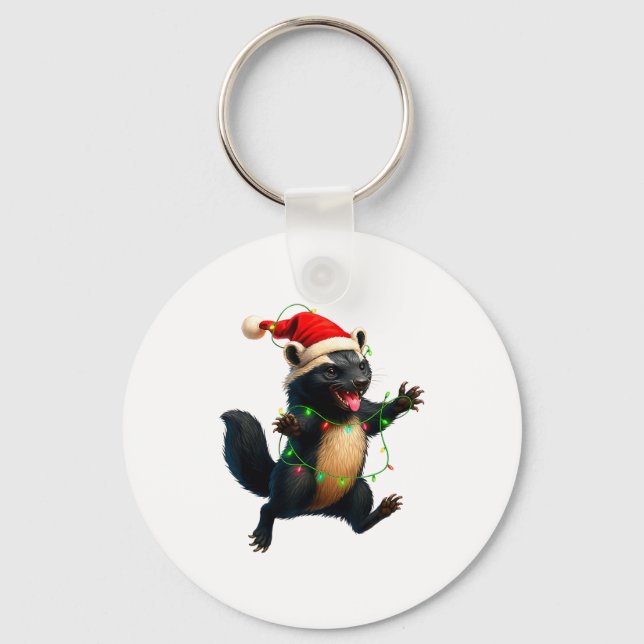 Llavero Honey Badger Tree Xmas Lights Santa Honey Badger C (Anverso)