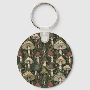 Llavero Hongos del Bosque Vintage Cottagecore Malhumorado