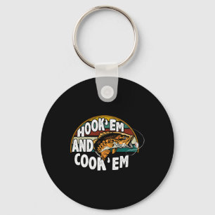 Llavero Hook Em Cook Em Pescador Vintage