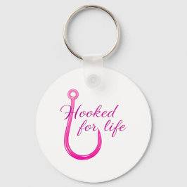 Llavero Hooked for Life Pink Fishing Hook