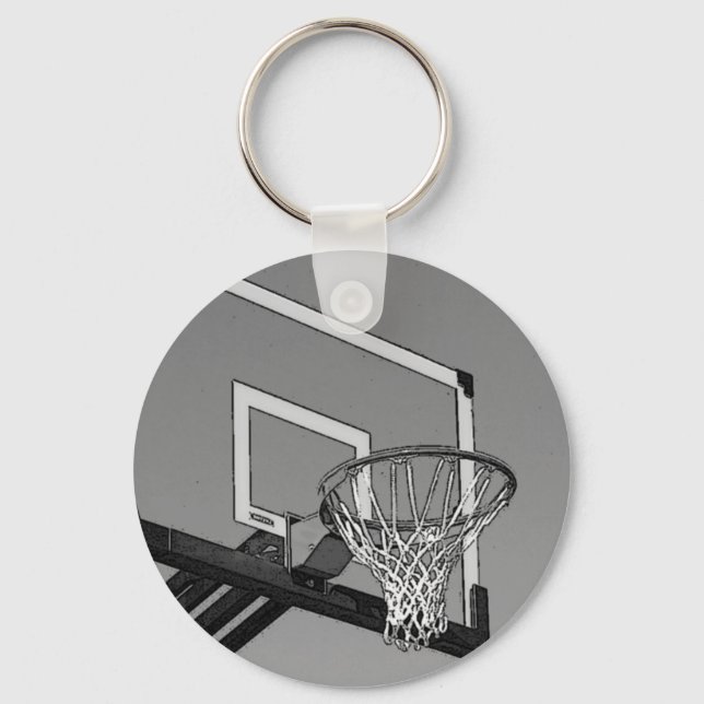 Llavero Hoop de baloncesto blanco y negro (Anverso)