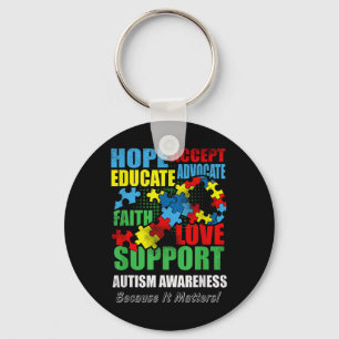 Llavero Hope Faith Love Ribbon Autism Awareness Women