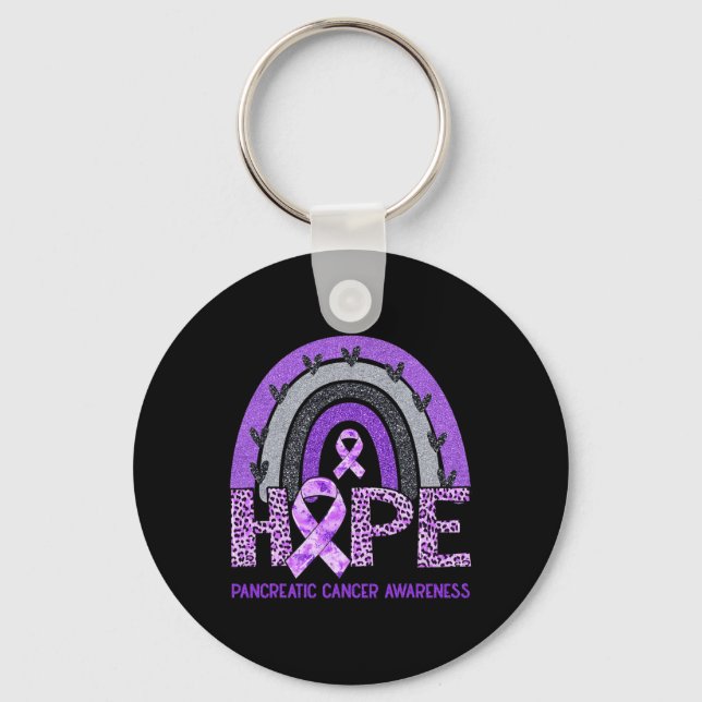Llavero Hope Leopard Rainbow Pancreatic Cancer Awareness S (Anverso)