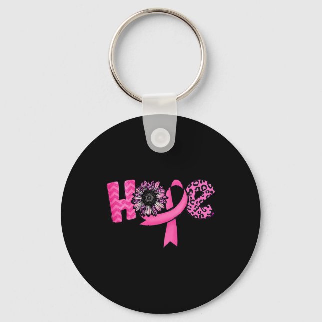 Llavero Hope Pink Ribbon Leopard Sunflower Breast Cancer A (Anverso)