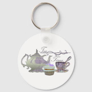 Llavero ¡Hora del té! Lilac Teapot, Teacup y Cupakes Art