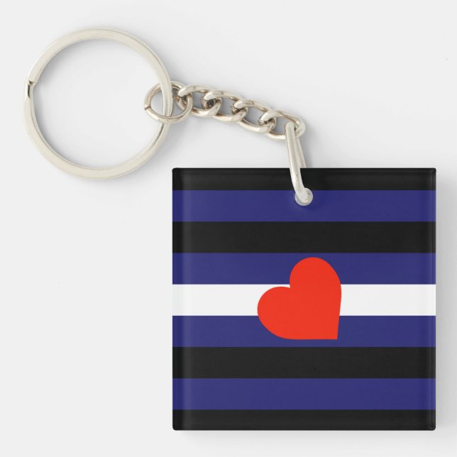 LLAVERO HORIZONTAL DEL CORAZÓN SIN ORGULLO DE CUERO - PRID (Frente)