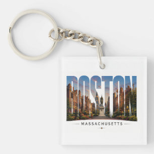 Llavero 💙 Horizonte de Boston Estilo de Ciudad Moderna 💙