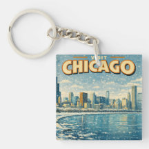 horizonte de Chicago y lago Michigan en invierno