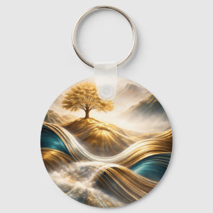 Llavero Horizonte Dorado: Arte de Pared del Árbol de Seren