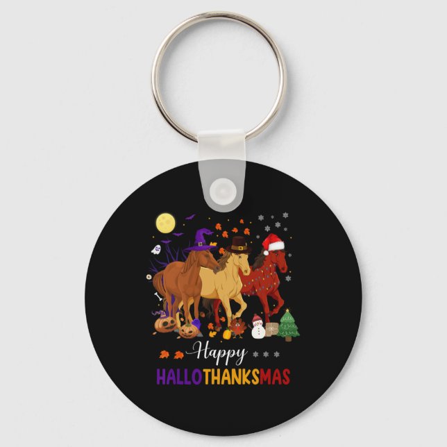 Llavero Horse Halloween Thanksgiving Christmas Happy Hallo (Anverso)