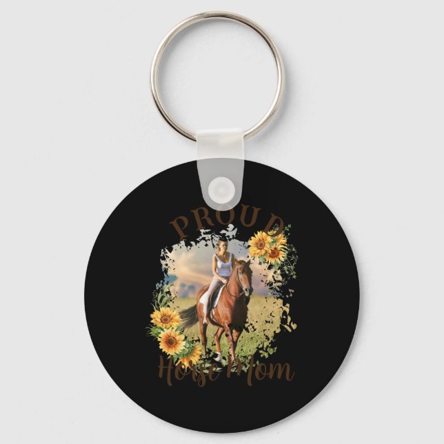 Llavero Horse Pet Photo Text Sunflower Accent T Shirt  (Anverso)