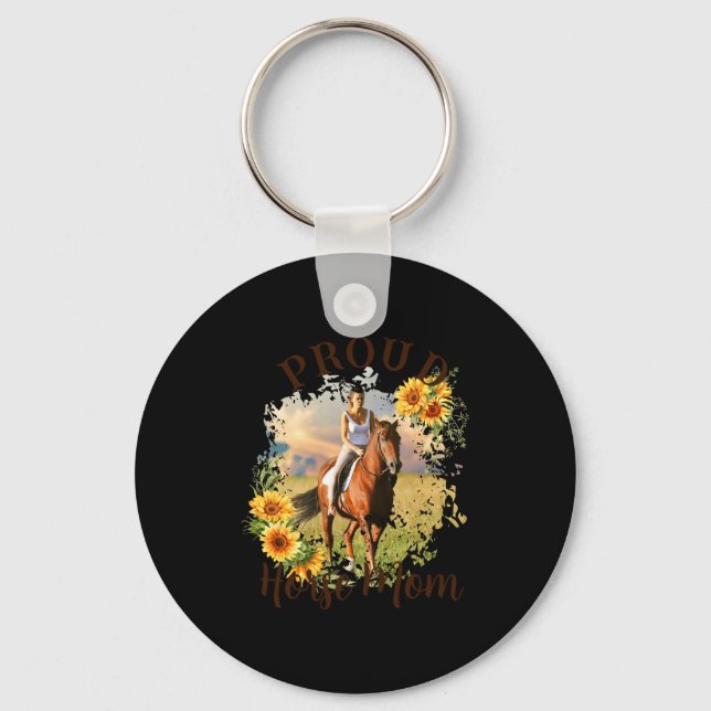 Llavero Horse Pet Photo Text Sunflower Accent T Shirt  (Anverso)