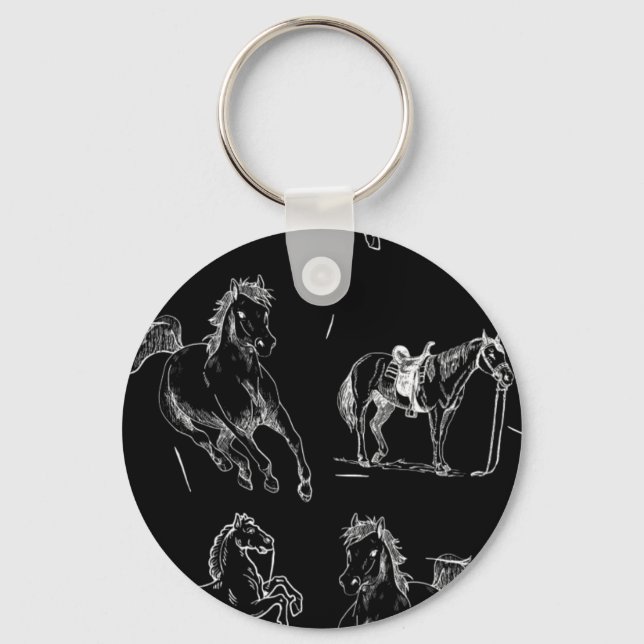 Llavero Horse silhouettes Black White (Anverso)