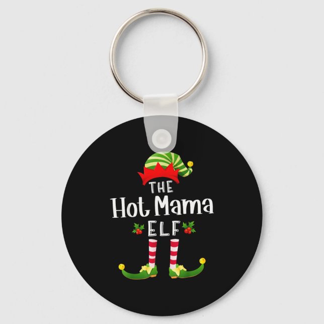 Llavero Hot Mama Christmas Elf Matching Pajama X-mas Party (Anverso)