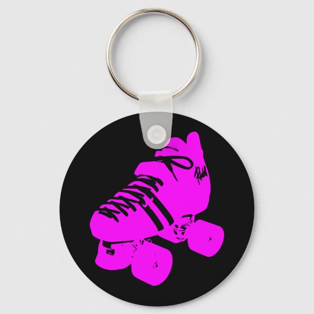 Llavero Hot Pink and Black Roller Skate Design Apparel (Anverso)