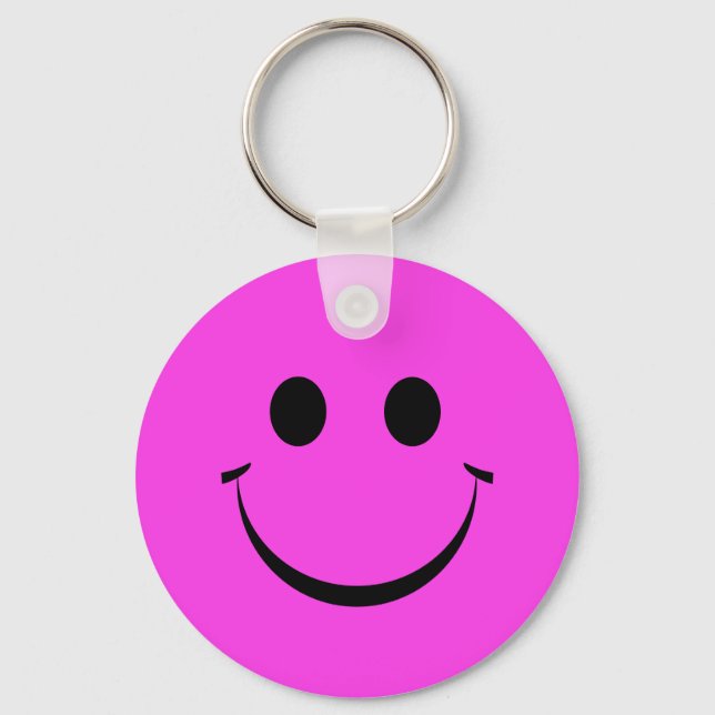 Llavero Hot Pink Happy Face Cumpleaños (Anverso)