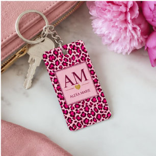 Llavero Hot Pink Leopard Print Blush Glam Animal Print