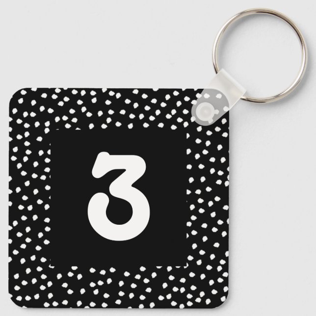 Llavero Hotel Airbnb Room Number Modern Cute Polka Dot (Reverso )