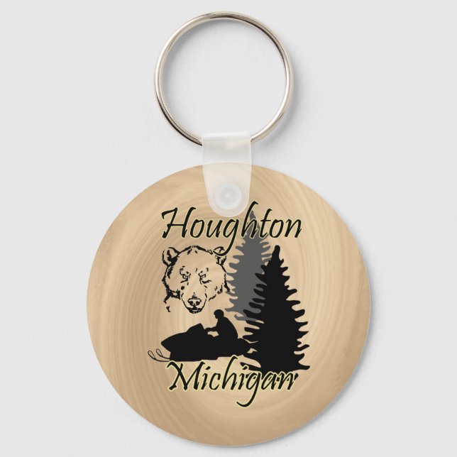 Llavero Houghton Michigan Snowmobile Bear Basic 3 (Anverso)