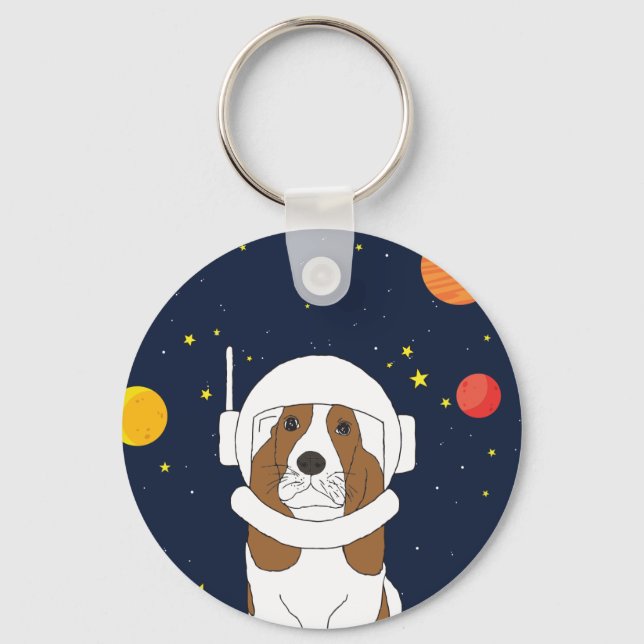 Llavero Hound Dog Astronauta Animal con casco espacial (Anverso)