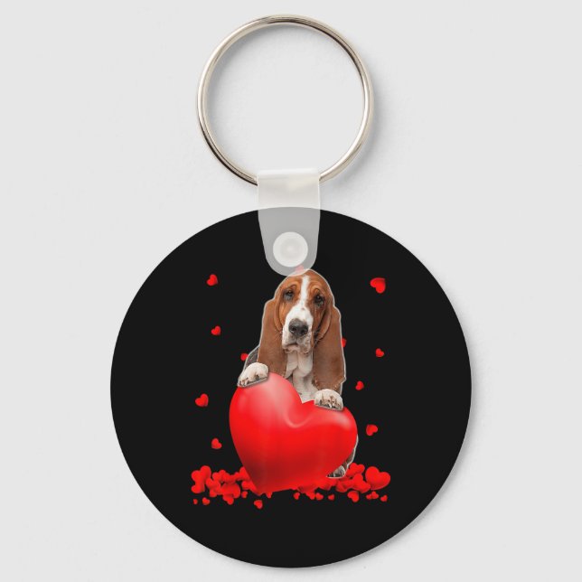 Llavero Hound Dog Día de San Valentín Corazón de perro Par (Anverso)