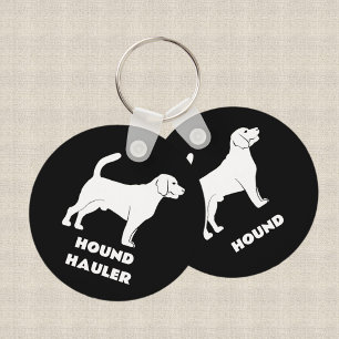 Llavero Hound Hauler Dog Silhouettes Black and White