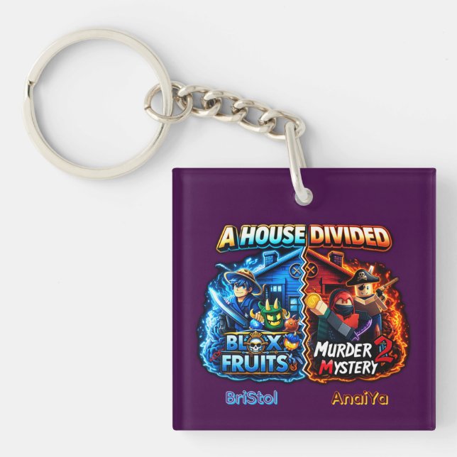 Llavero House Divided Blox Fruits vs Murder Mystery 2 (Frente)