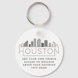 Llavero Houston, Texas Stylized Skyline | Custom Slogan