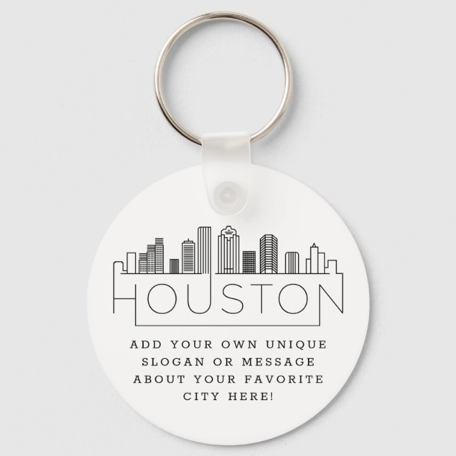 Llavero Houston, Texas Stylized Skyline | Custom Slogan (Anverso)