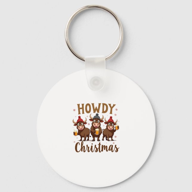 Llavero Howdy Christmas Funny Highland Cow Xmas Cows Lover (Anverso)