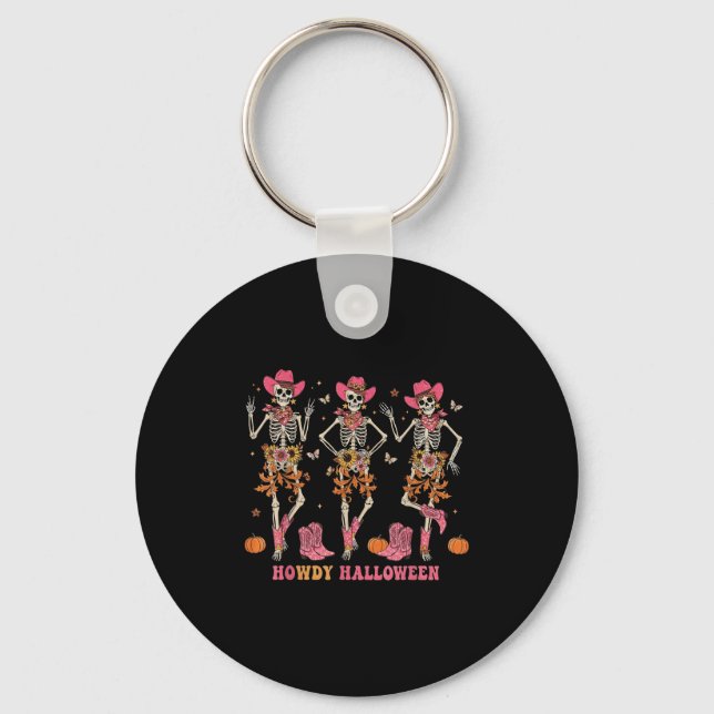 Llavero Howdy Western Skeleton Cowgirls Dancing Halloween  (Anverso)