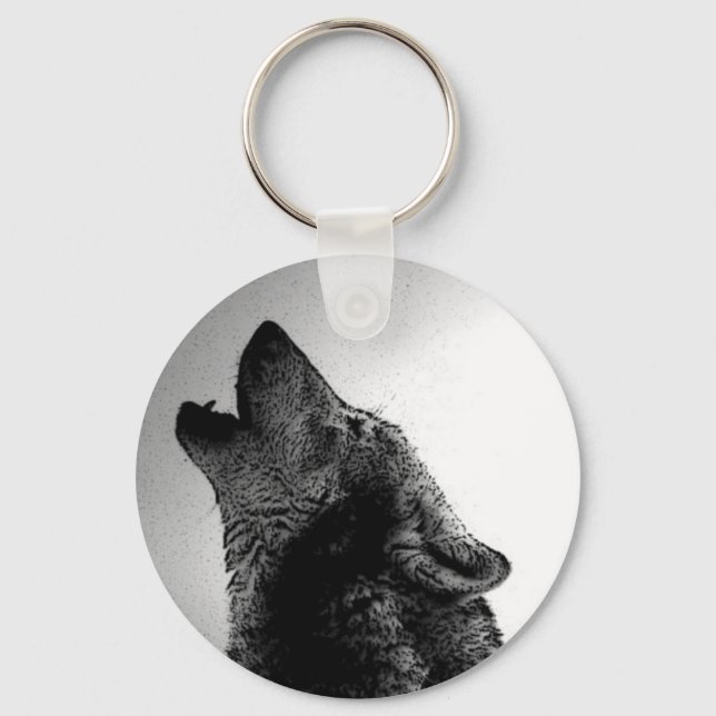 Llavero Howling Wolf in Snow (Anverso)