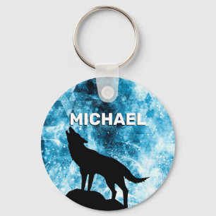 Llavero Howling Wolf Winter Nombra personalizada de humo a