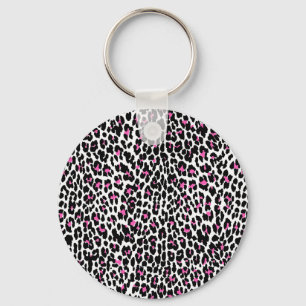 Llavero huella de leopardo rosa