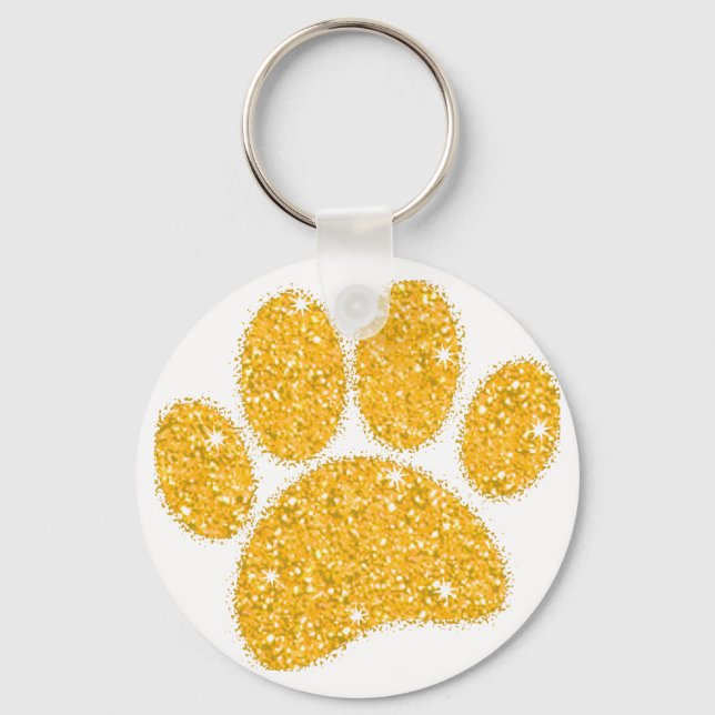 Llavero Huella de perro Purpurina de oro (Anverso)